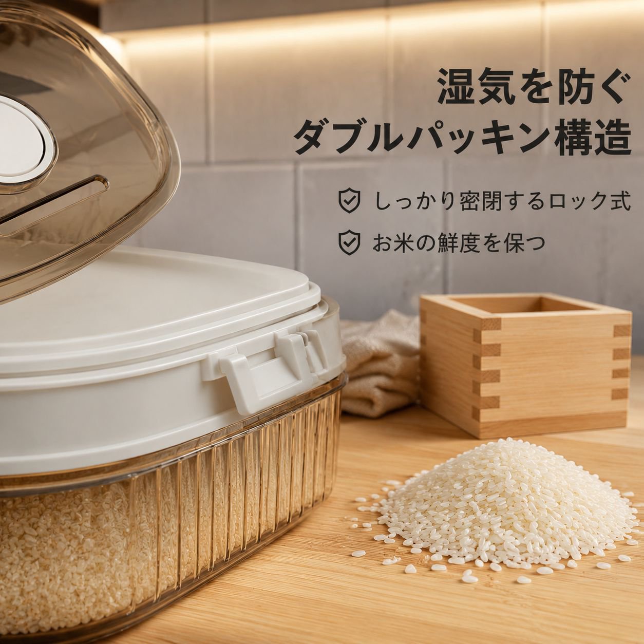 家庭用新型防虫・防湿密封米びつ