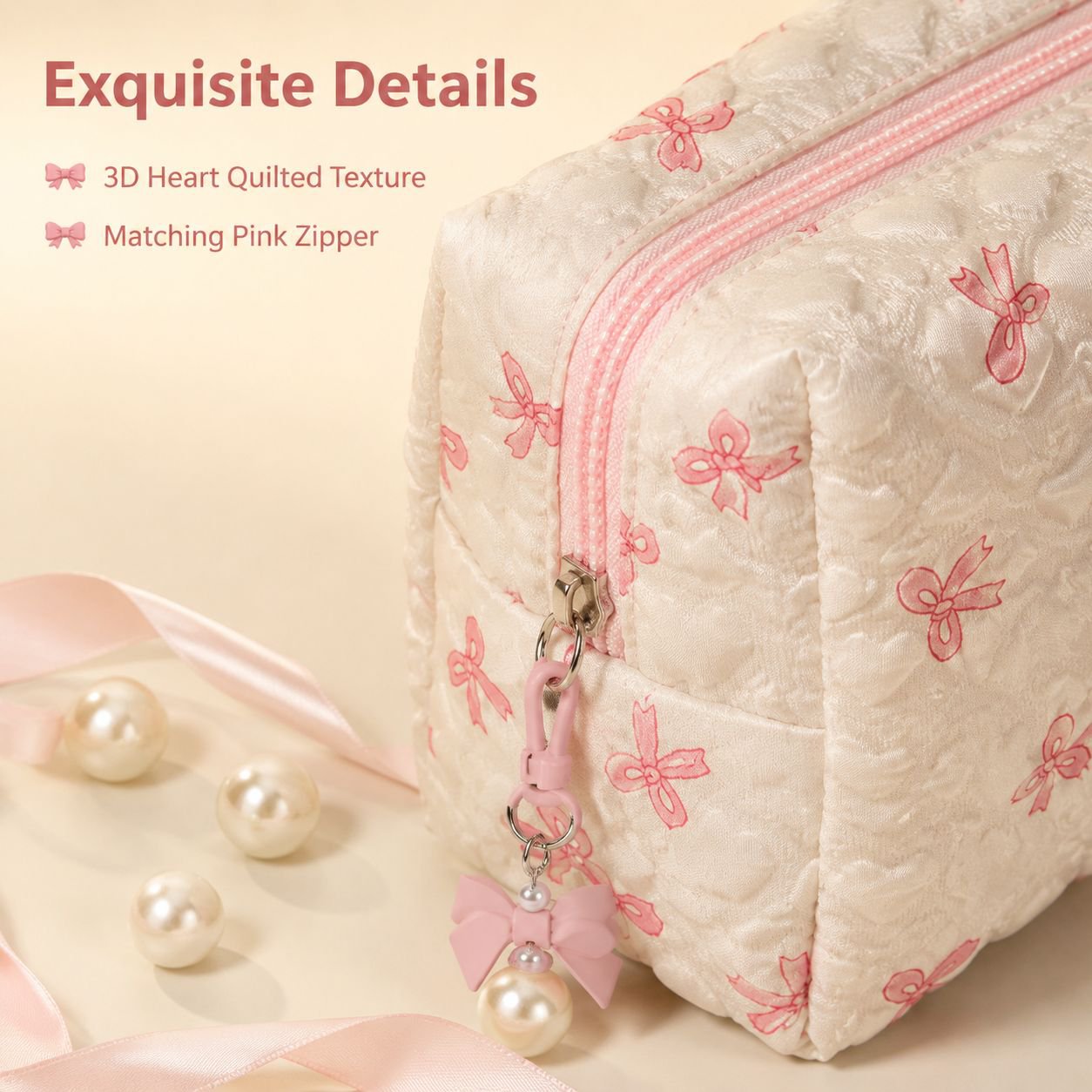 Bowknot Handheld Toiletry Bag Multi-functional Lipstick Storage Pouch