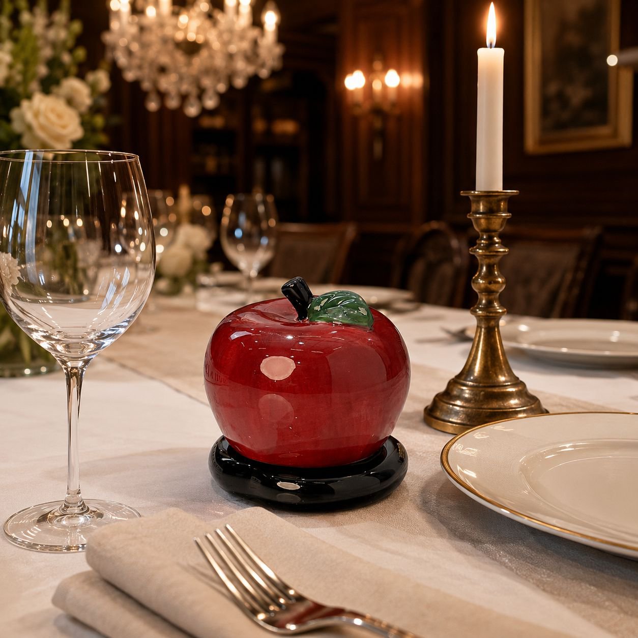 Boîte à cure-dents et fil dentaire multifonction en céramique, forme de pomme, pour la maison