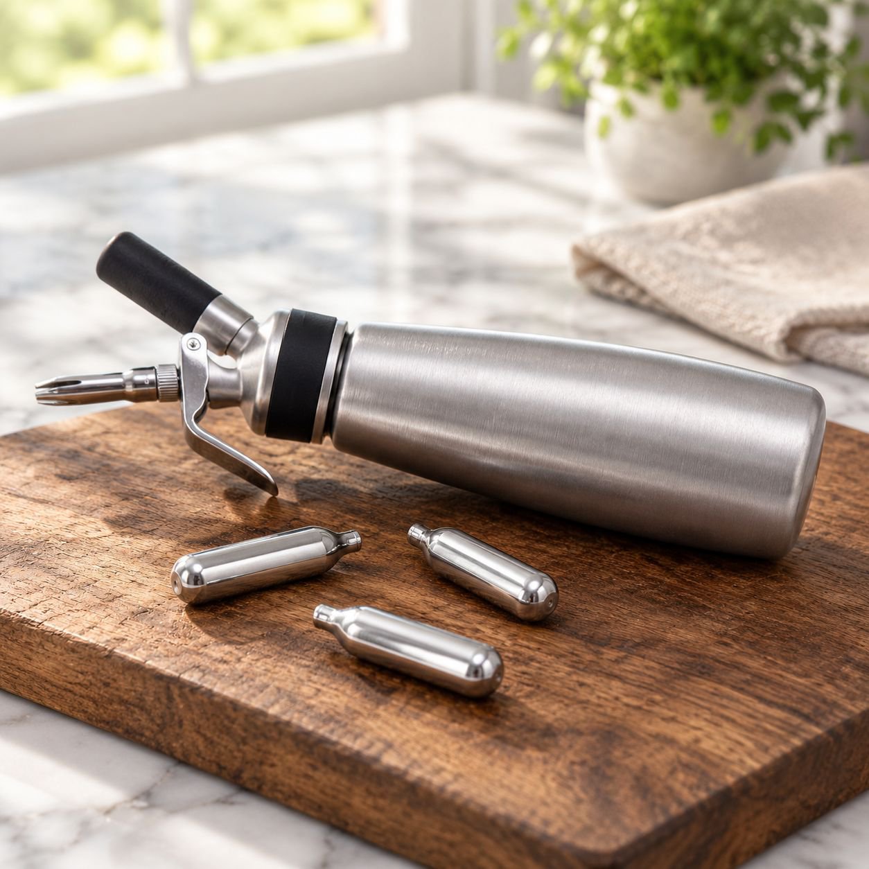 Manual piping gun with multiple decorating nozzles