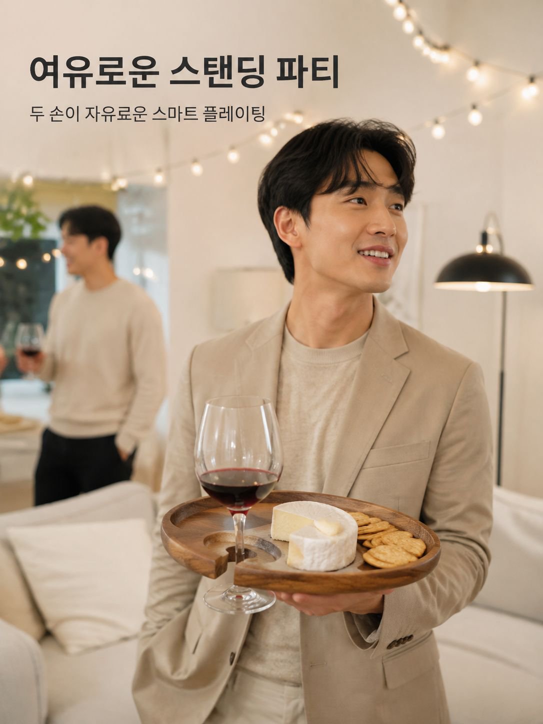 나무 손잡이가 있는 스테이크 트레이