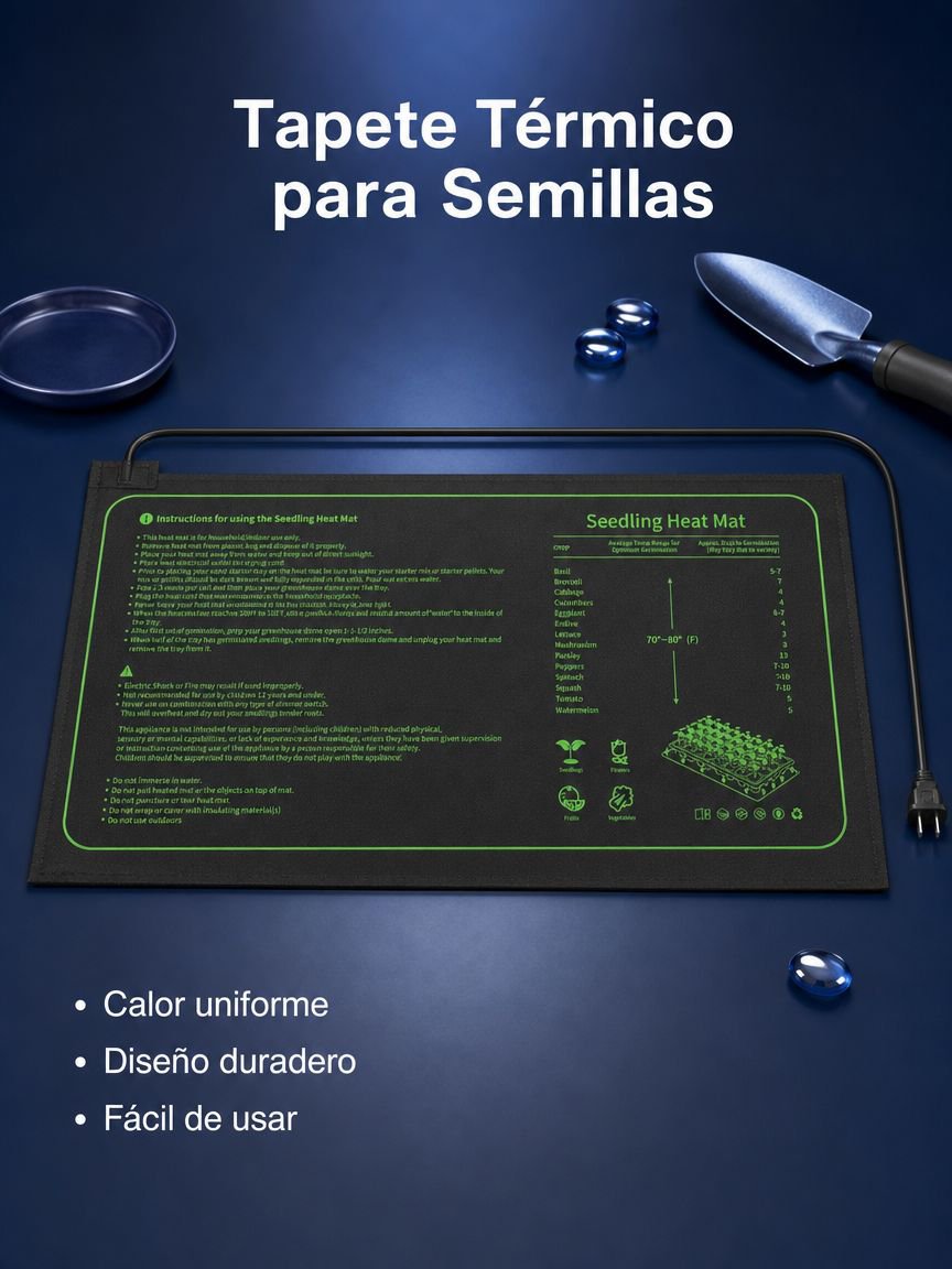 Alfombrilla calefactora impermeable para germinación de semillas