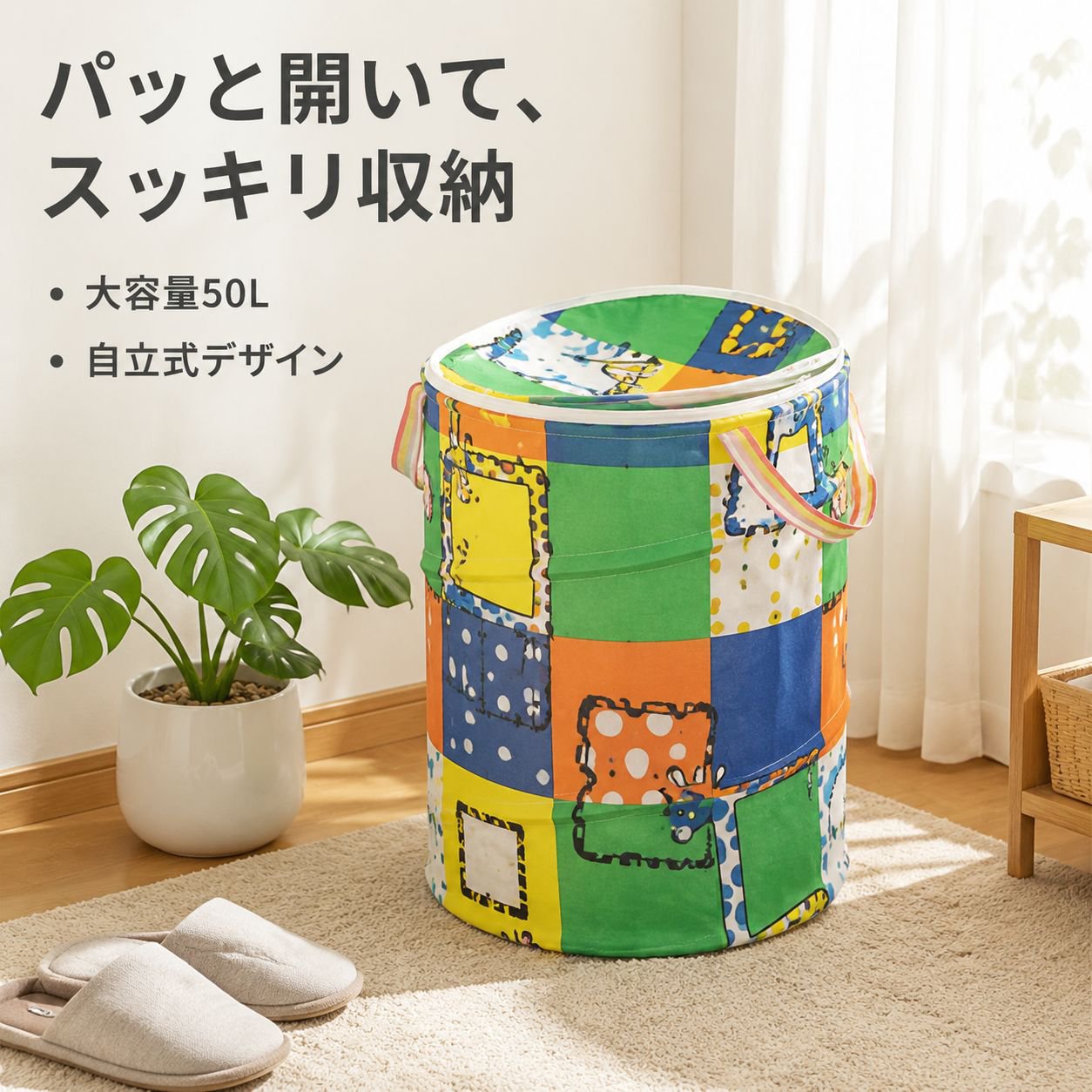 布製おもちゃ・衣類収納バスケット 折りたたみ式ランドリーバッグ