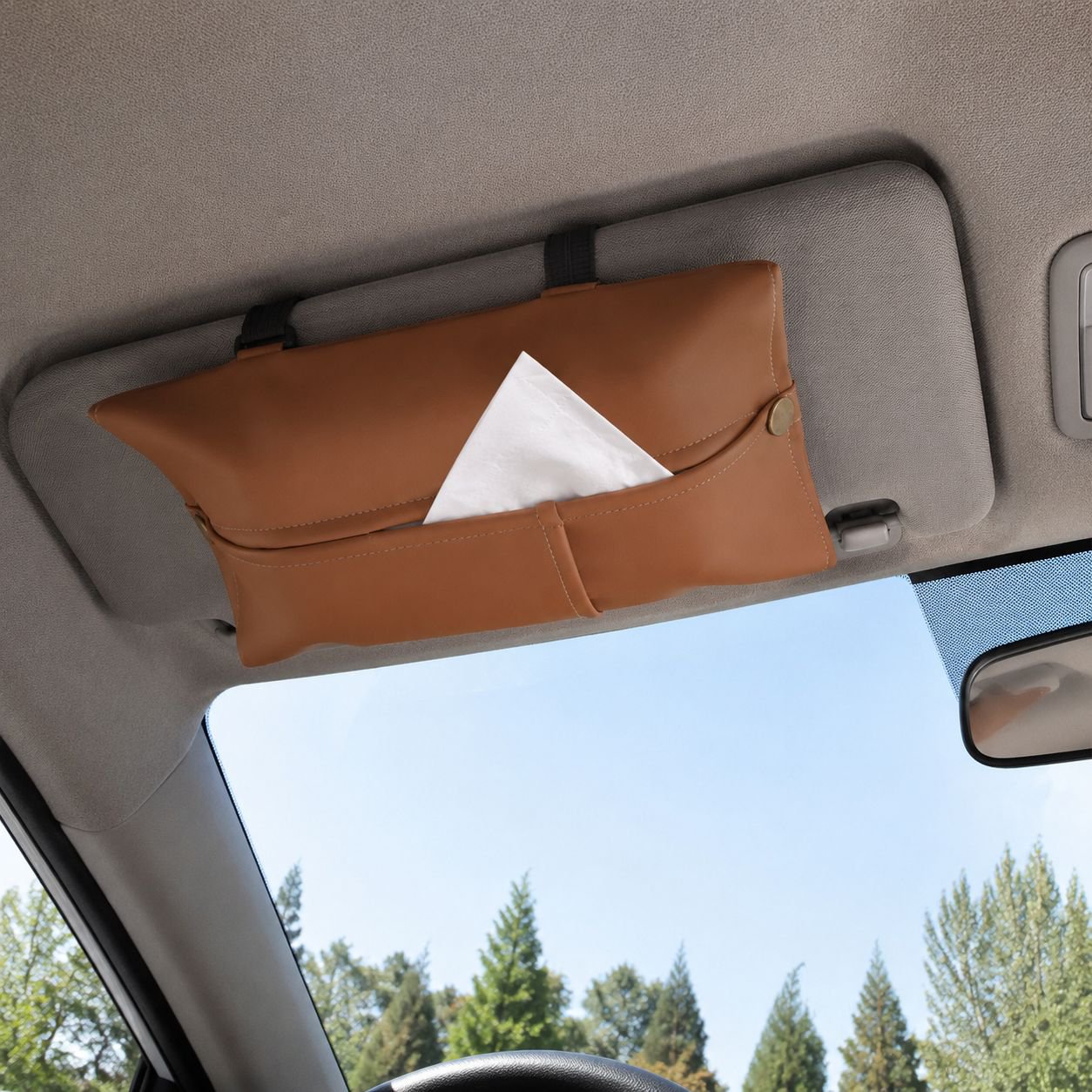 Easy-to-install car tissue holder for sun visor