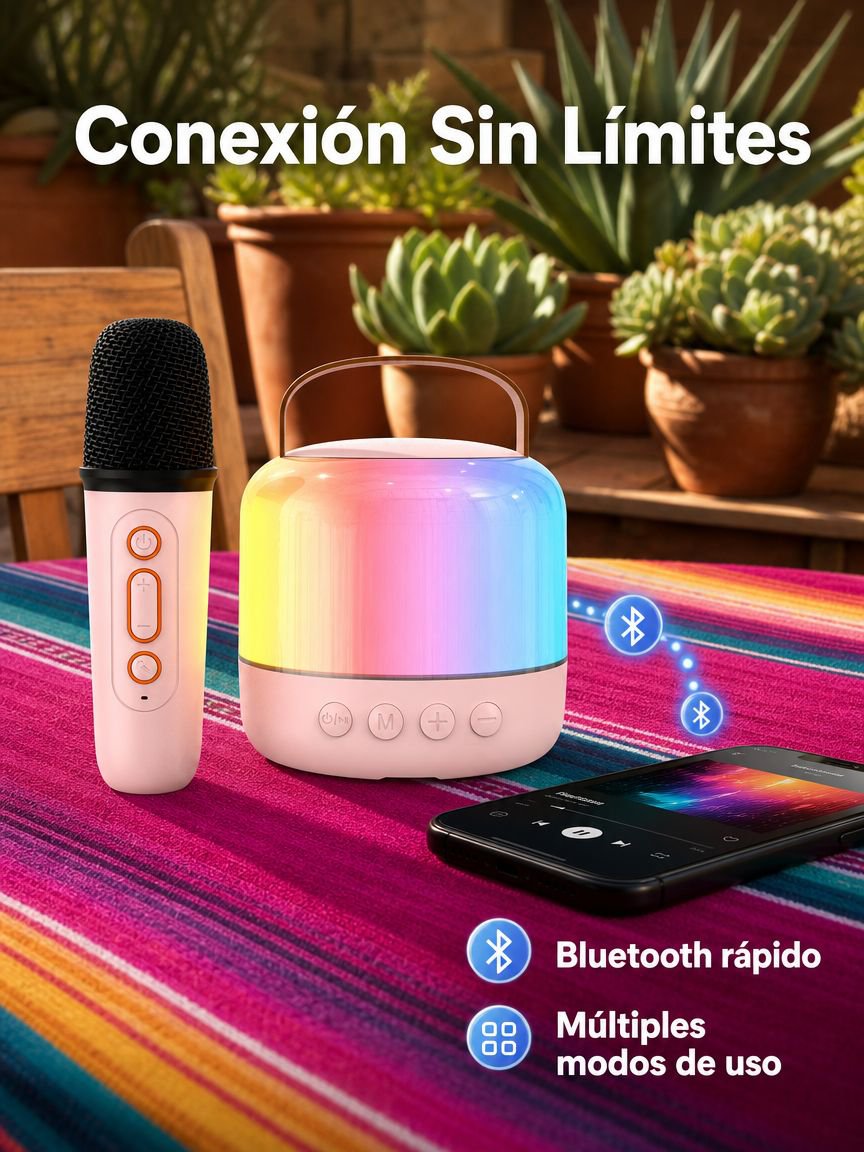 Altavoz portátil con micrófono integrado para karaoke infantil y al aire libre