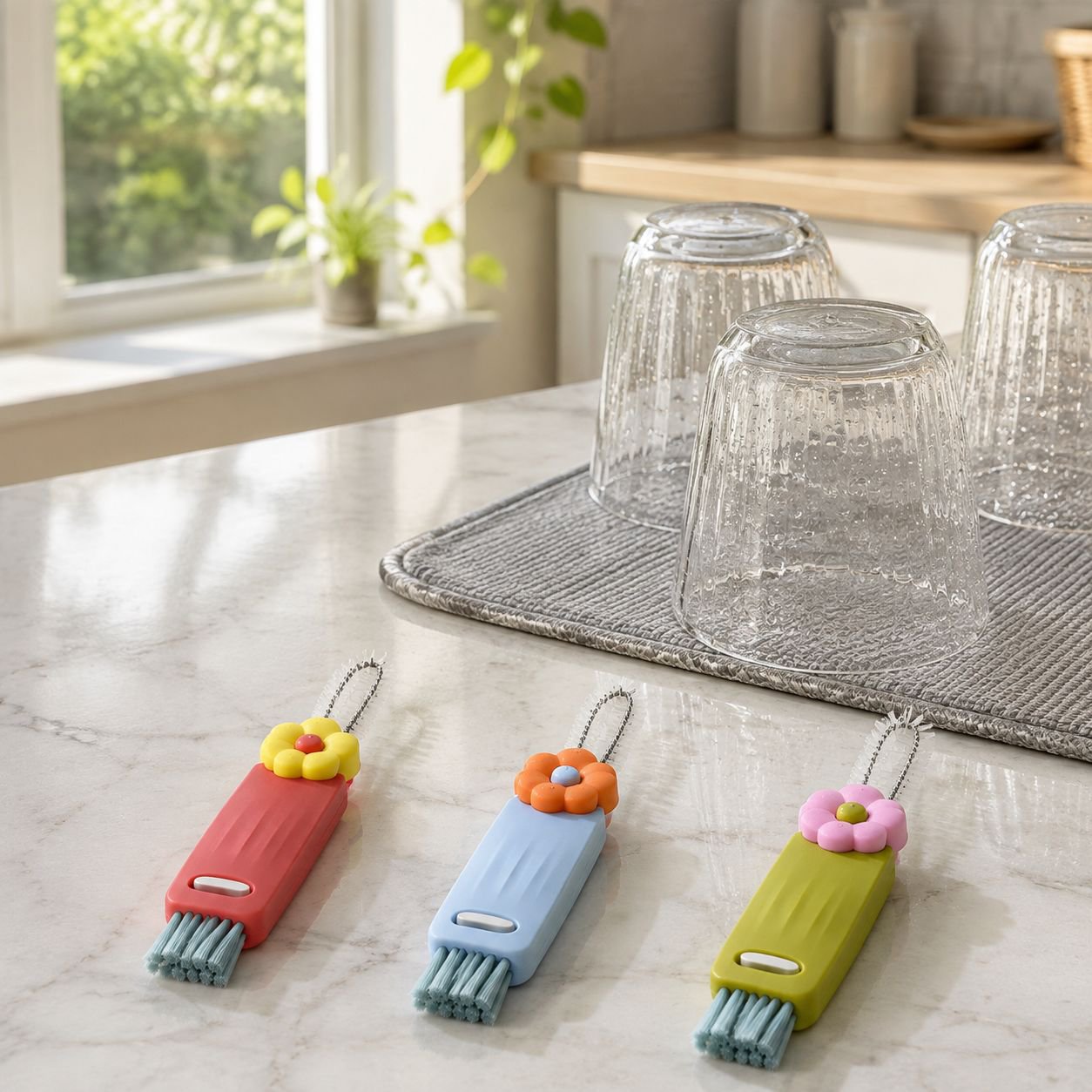 Multi-functional Petal Cup Lid Cleaning Brush for Baby Bottles and Cups