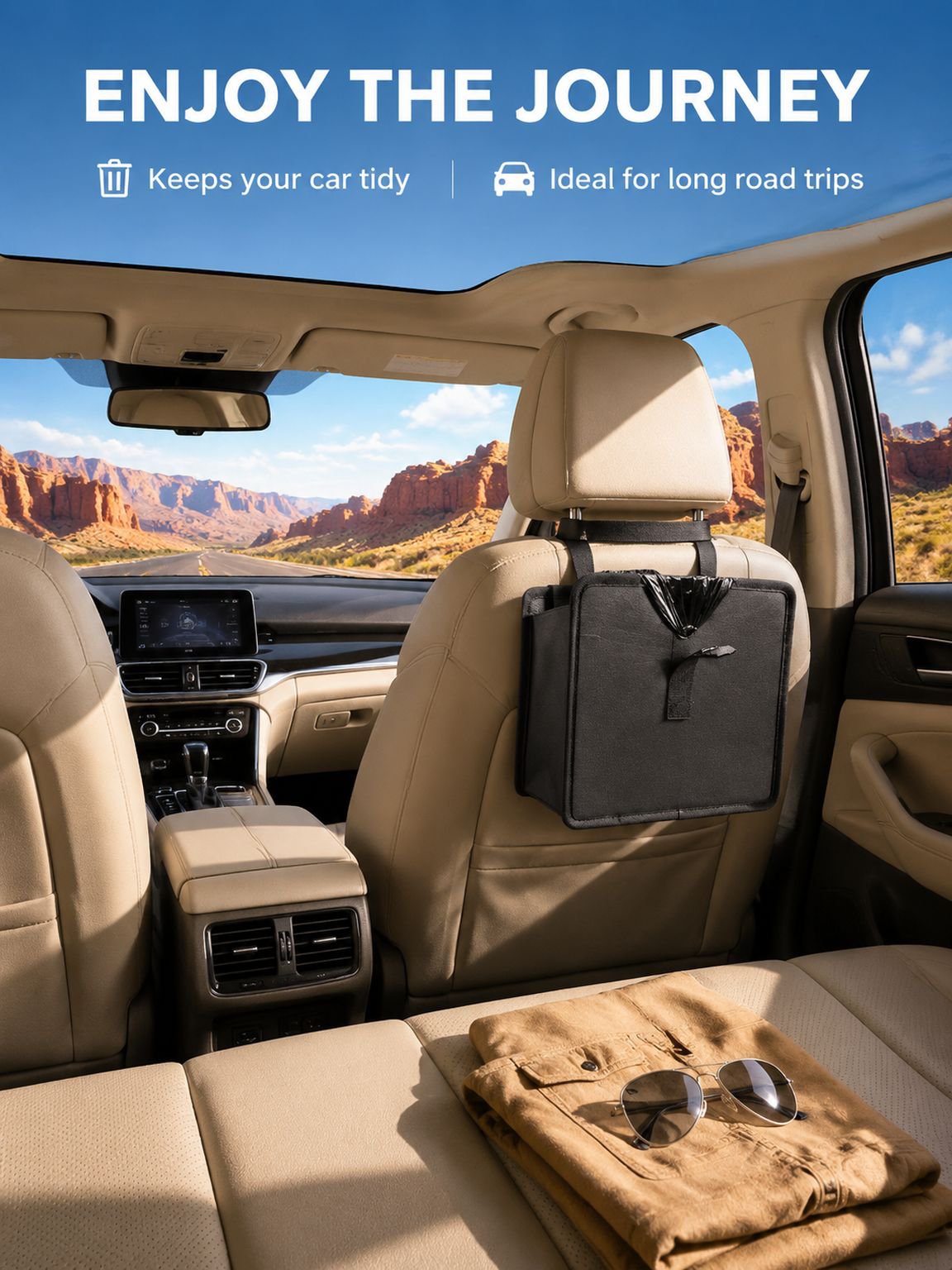 Foldable storage trash can for cars