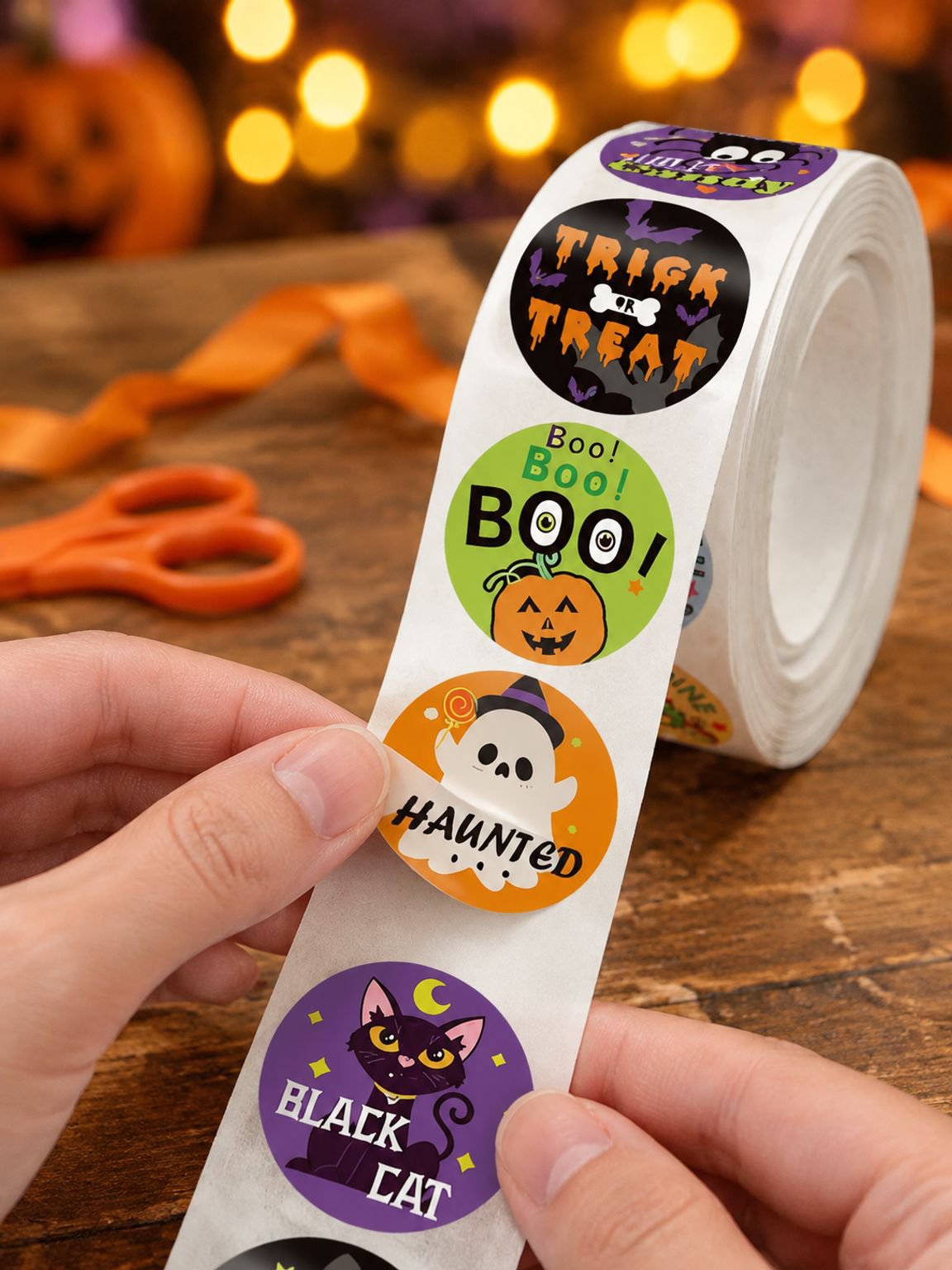 500 Halloween Sticker pro Rolle, Partyversiegelungsaufkleber für Kinder und Süßigkeitentüten