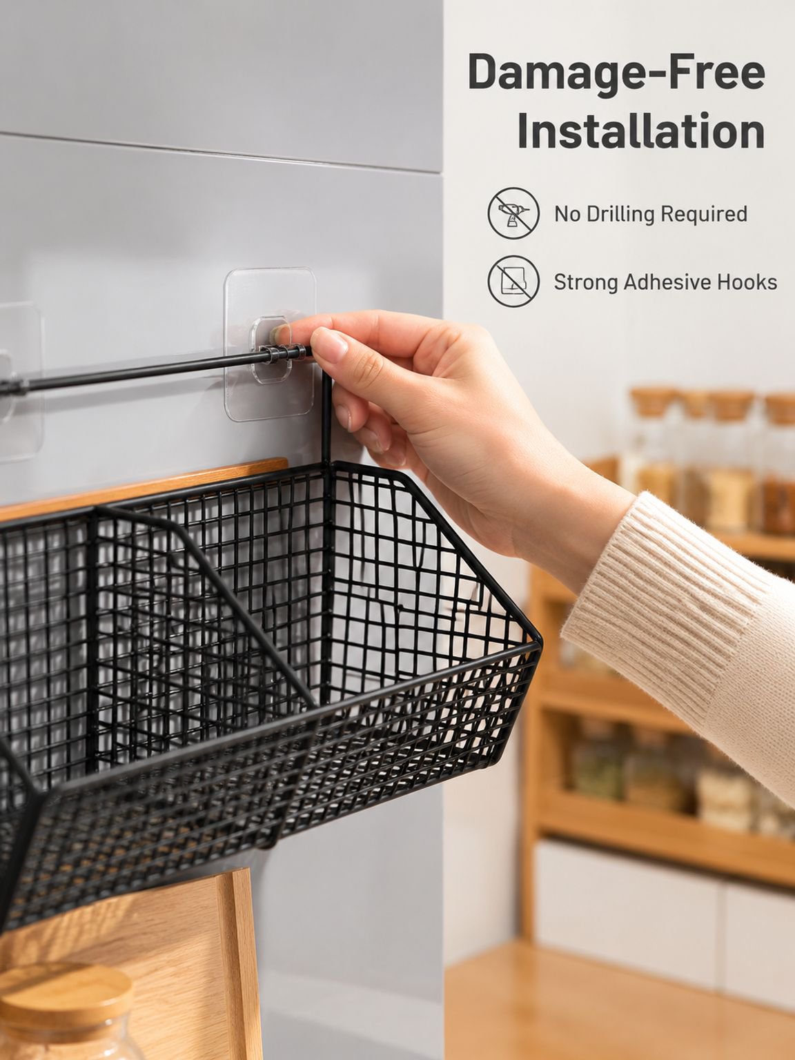 JMY - No-Drill Wall-Mounted Kitchen Storage Rack