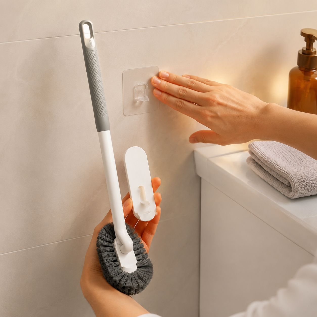 Cepillo de baño tipo pared para ahorrar espacio