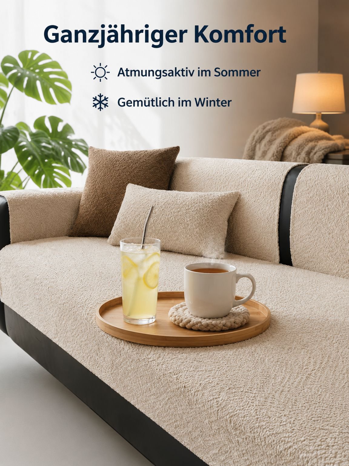 Elegante, rutschfeste Sofaauflage, ganzjährig nutzbar