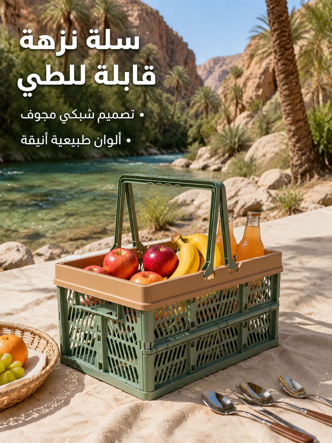 سلة التخزين الأمريكية القابلة للطي المتعددة الوظائف للنزهة