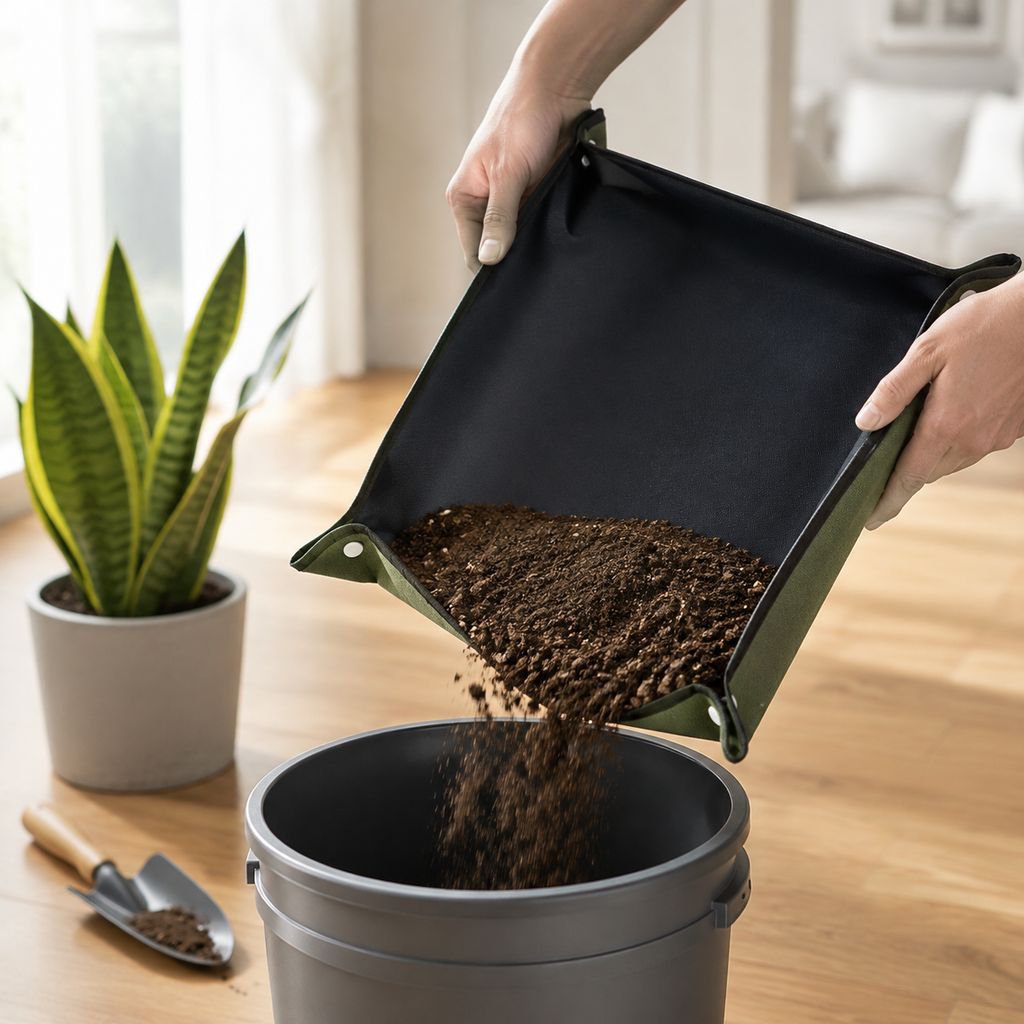 Easy to clean soil mixing mat for succulents