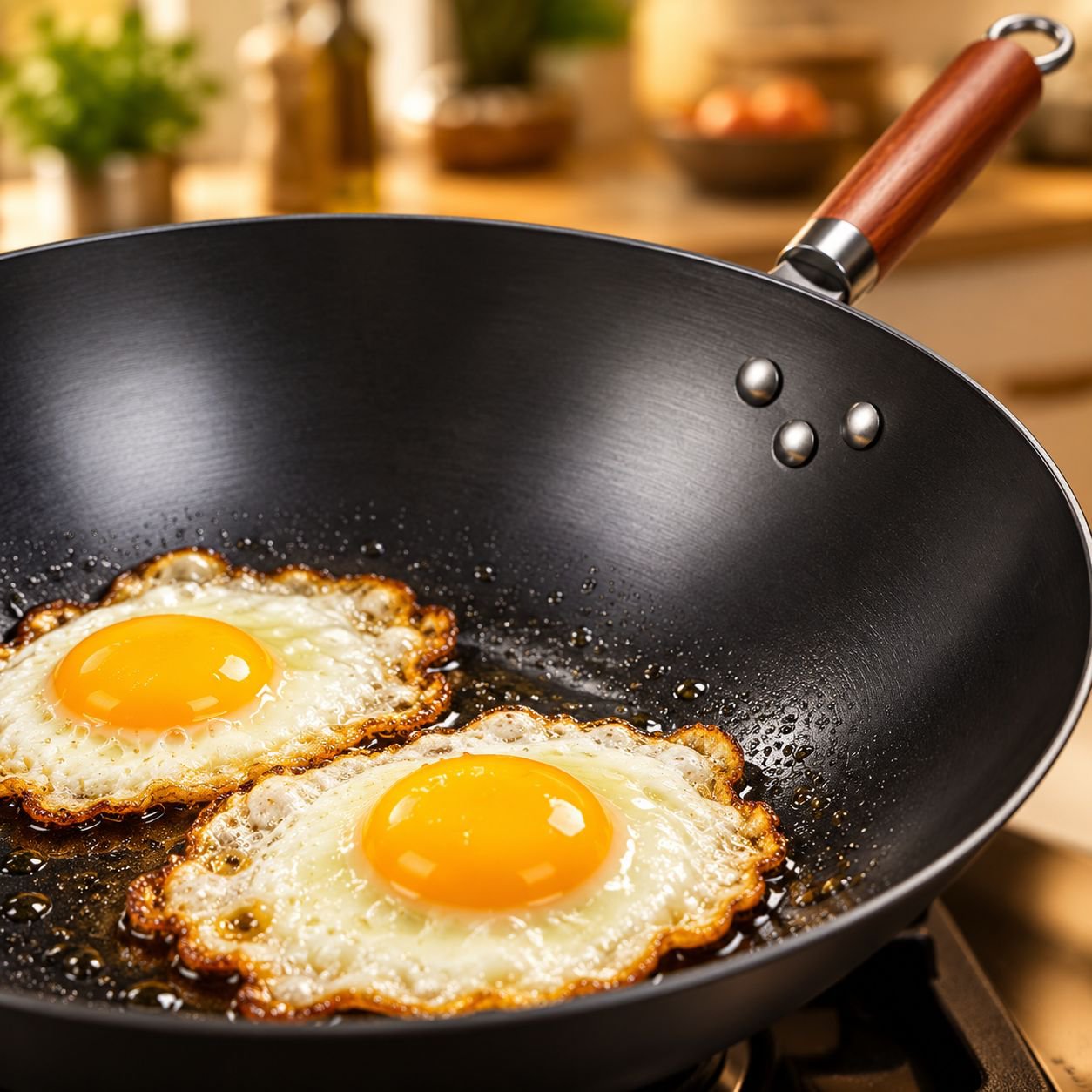 Handcrafted Iron Nonstick Frying Pan, Suitable for Home Gas Stove