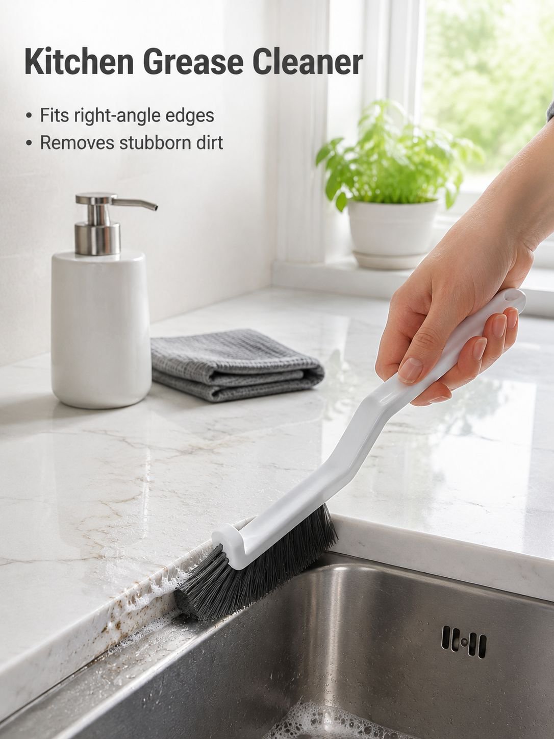 Ergonomic tile scrubber brush for household cleaning tasks