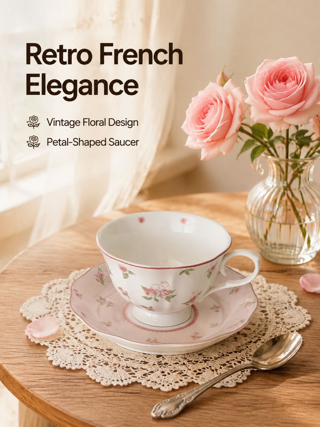 Ins Retro French Ceramic Coffee Cup and Tea Dish Set
