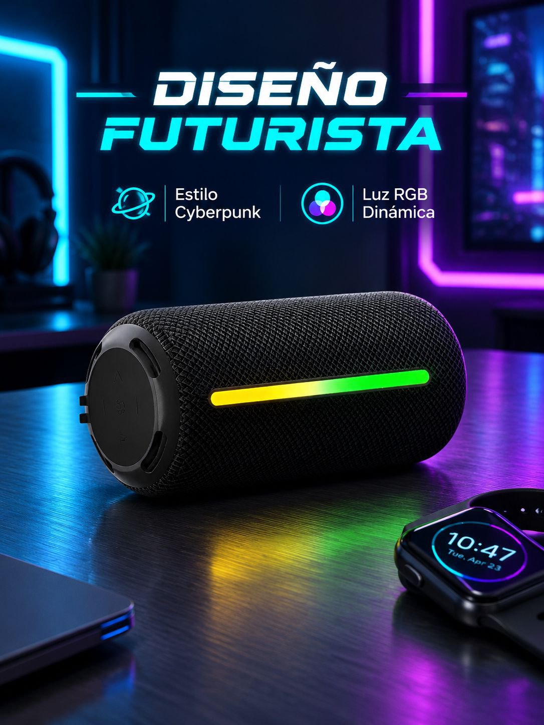 Nuevo altavoz Bluetooth 2025 con alta potencia, portátil, resistente al agua para exteriores y sonid