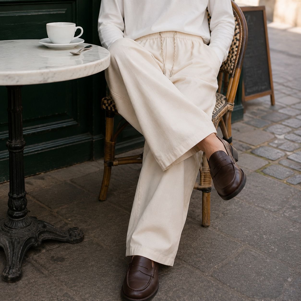Pantalon long ample d'automne pour homme en lin mélangé