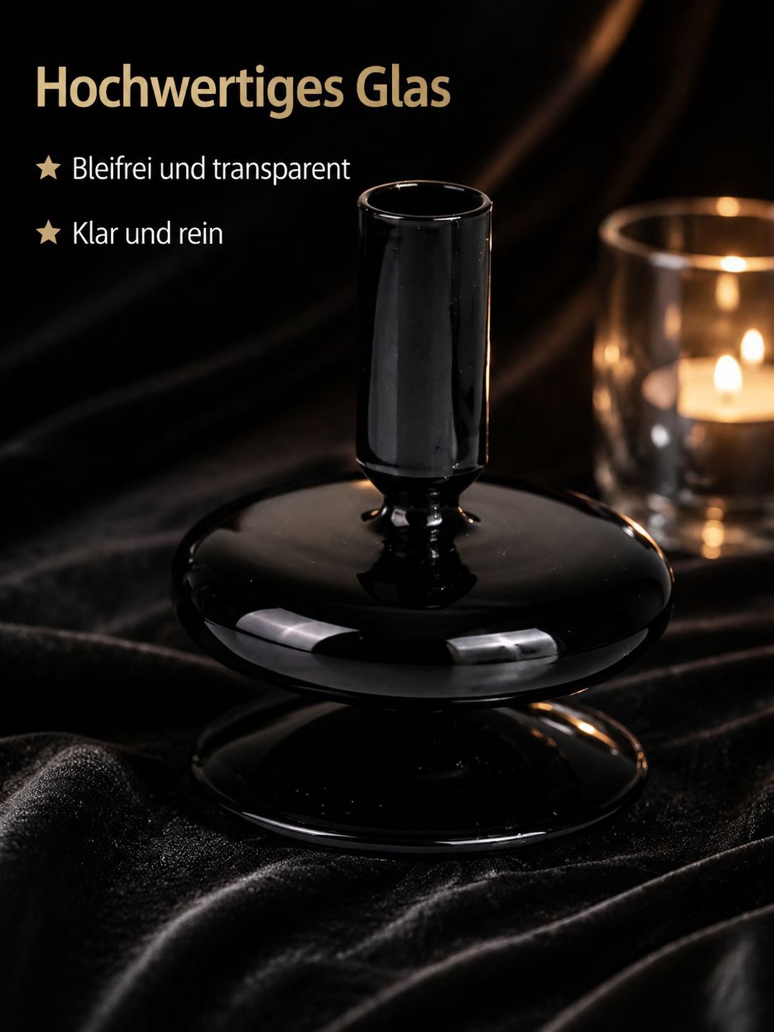 Eleganter Glaskerzenhalter als Wohnaccessoire
