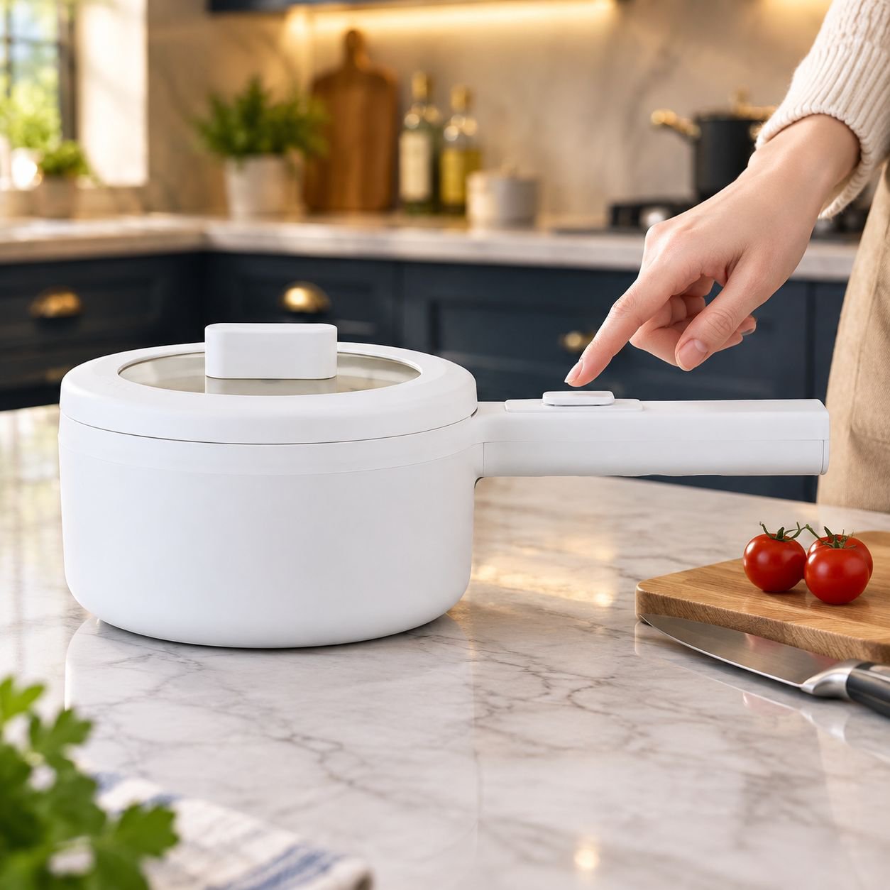 Mini Electric Cooker Hot Pot for Home on kitchen counter