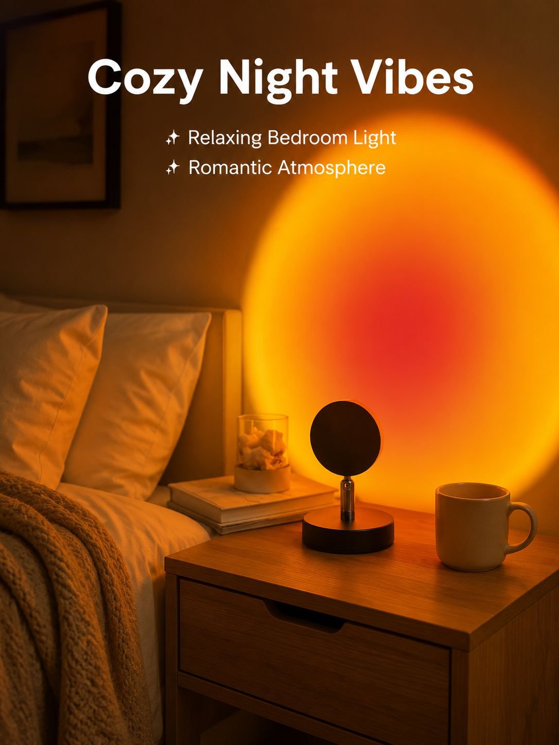 Multi-functional sunset lamp, bedside bedroom light, photography ambient fill light
