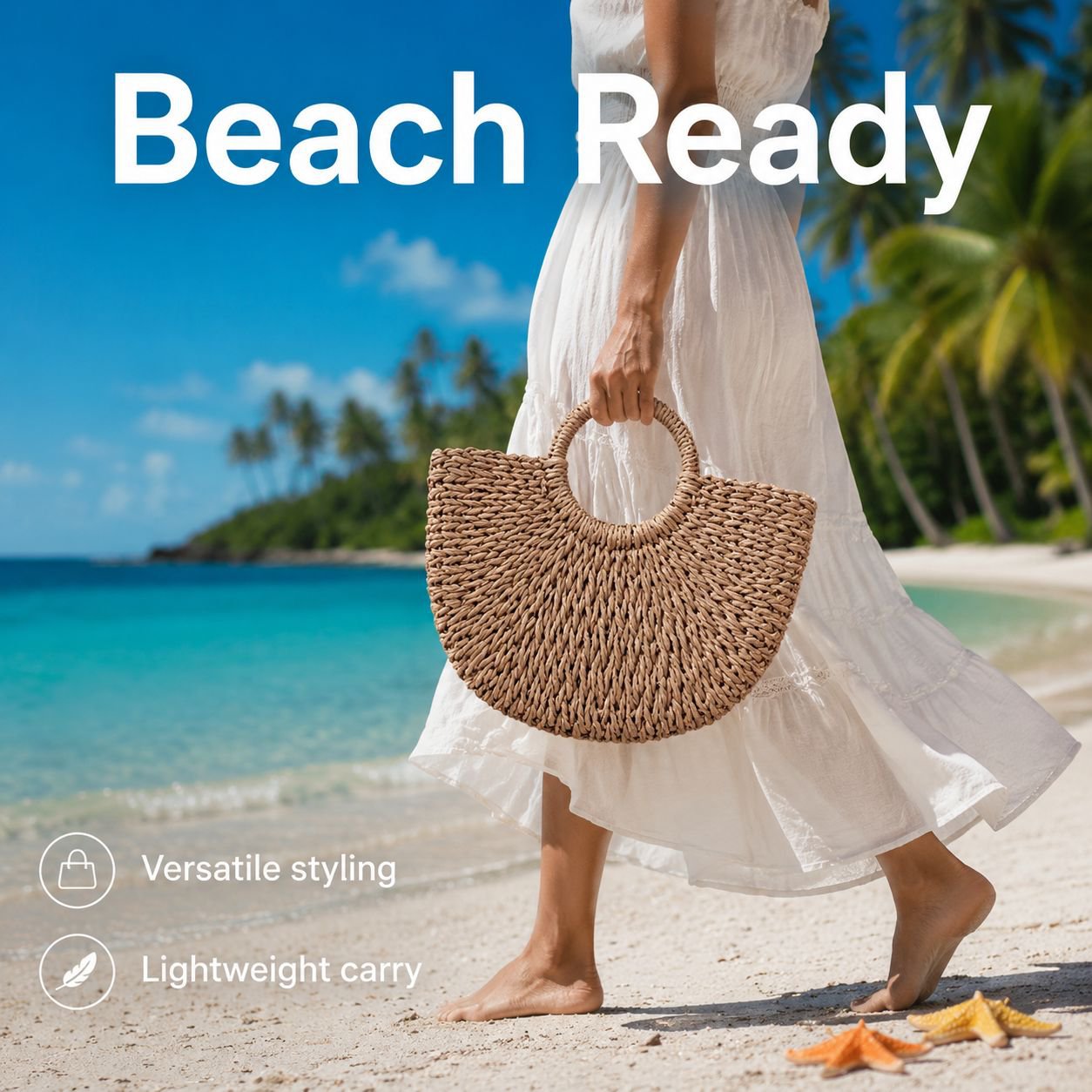 Fashion Straw Beach Tote for Women, Summer Gift Handbag