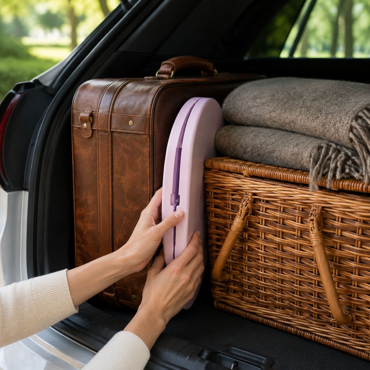 Toilettes pliantes multifonctions montées sur voiture, poubelle pliante, déodorant d'urgence portabl