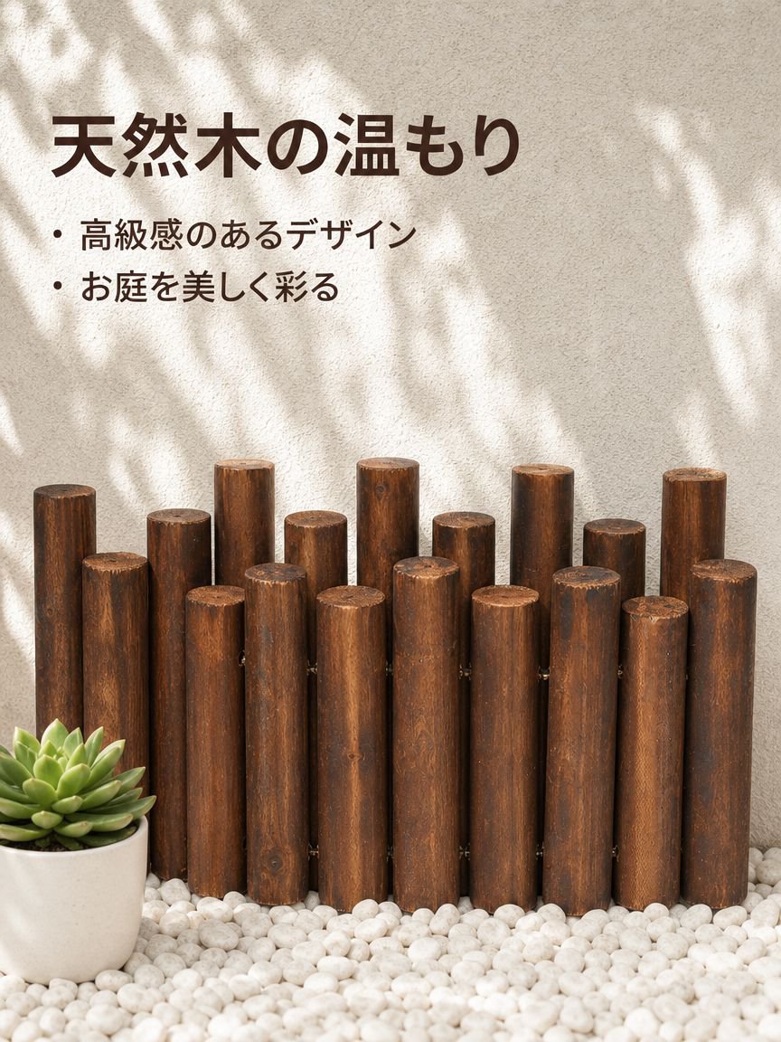 炭化防錆中庭仕切り木製フェンス花壇フェンス庭地面植栽ガードレール景観用丸型木製杭