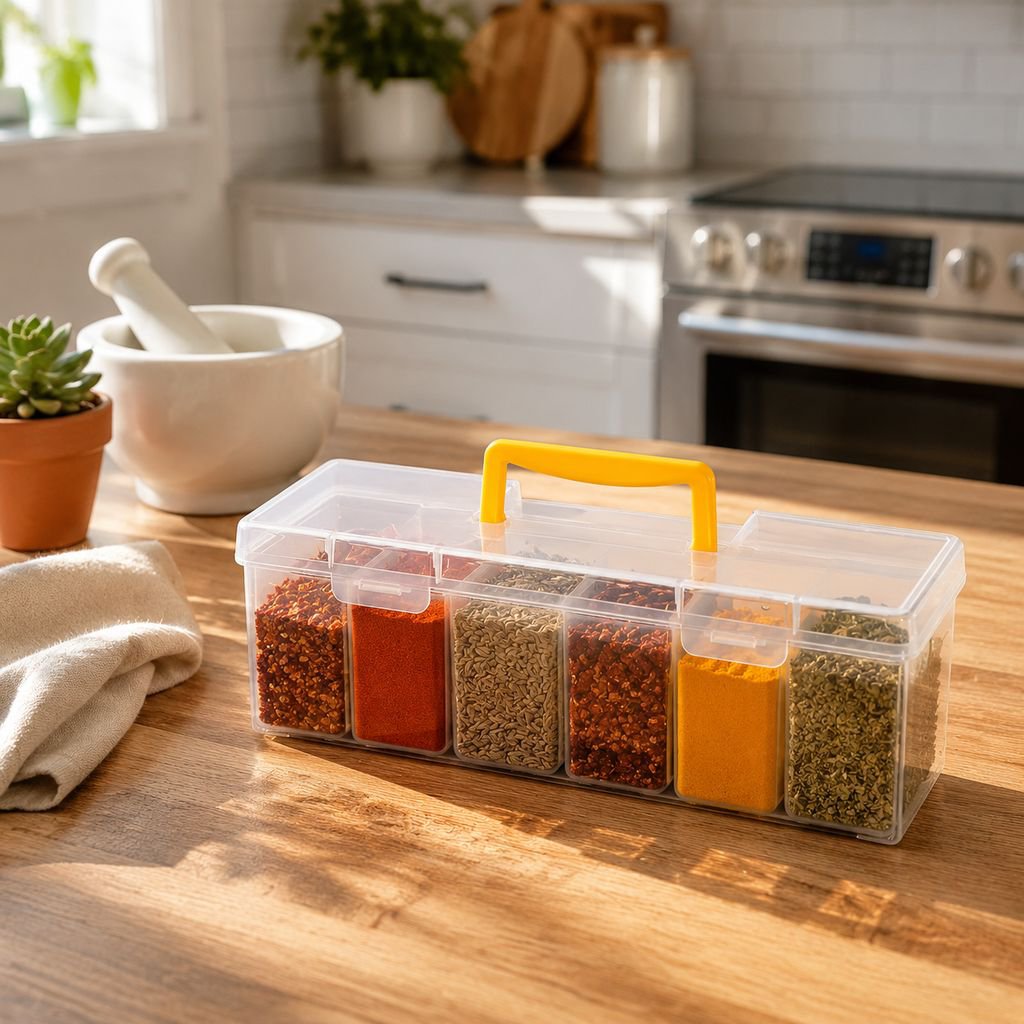 Cabinet-mounted spice storage box