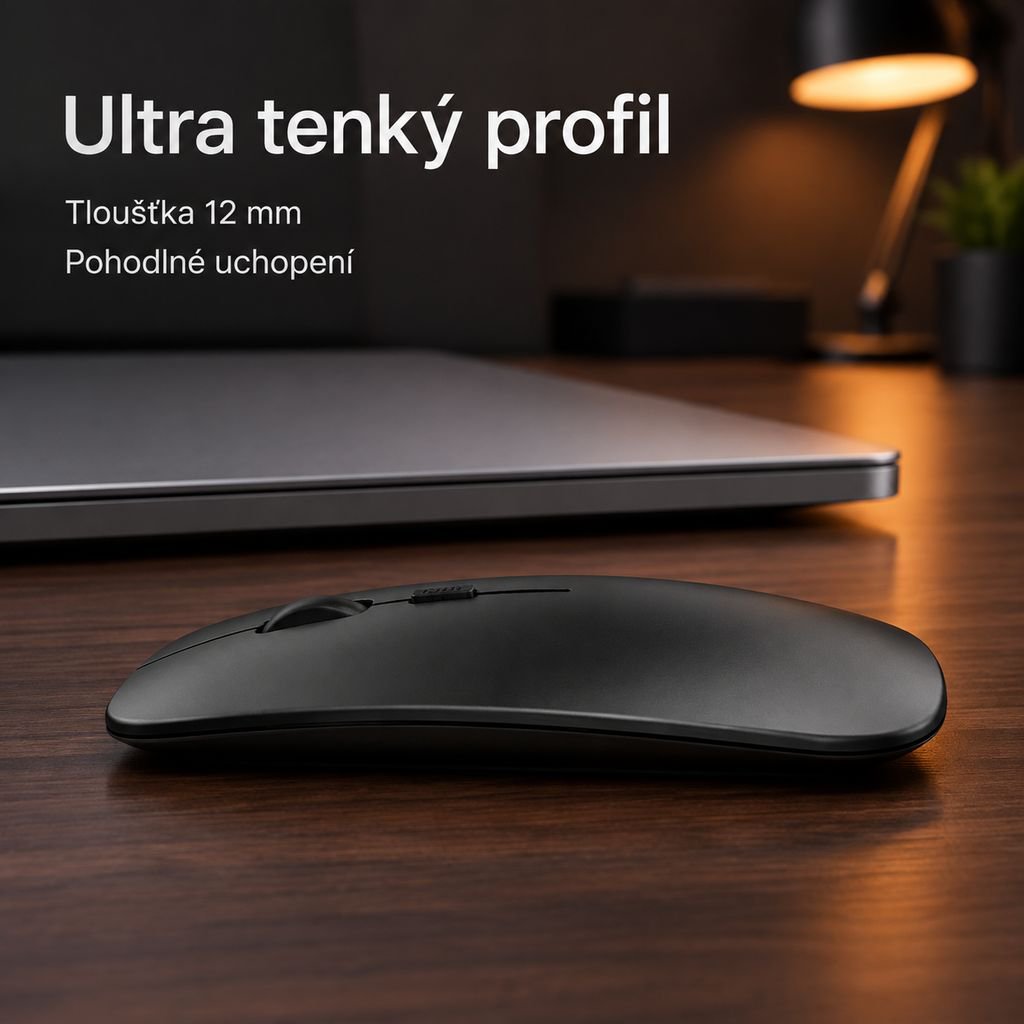 Bezdrátová tichá Bluetooth myš s duálním režimem a podsvícením