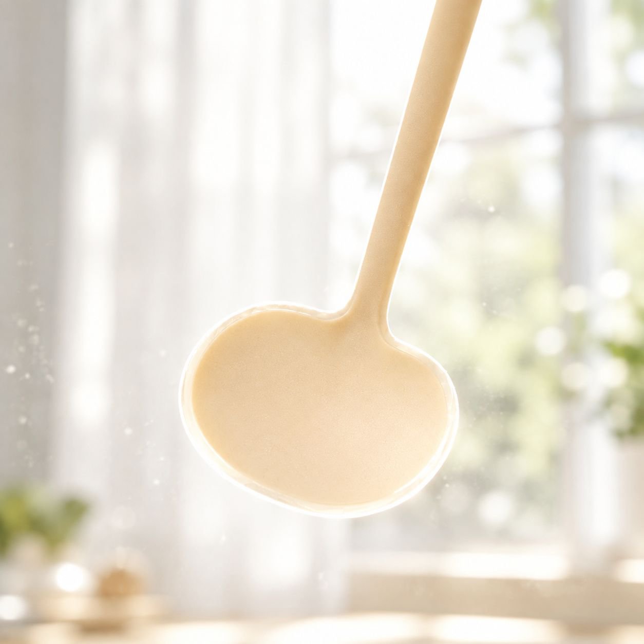 Silicone spatula flipping food in non-stick pan