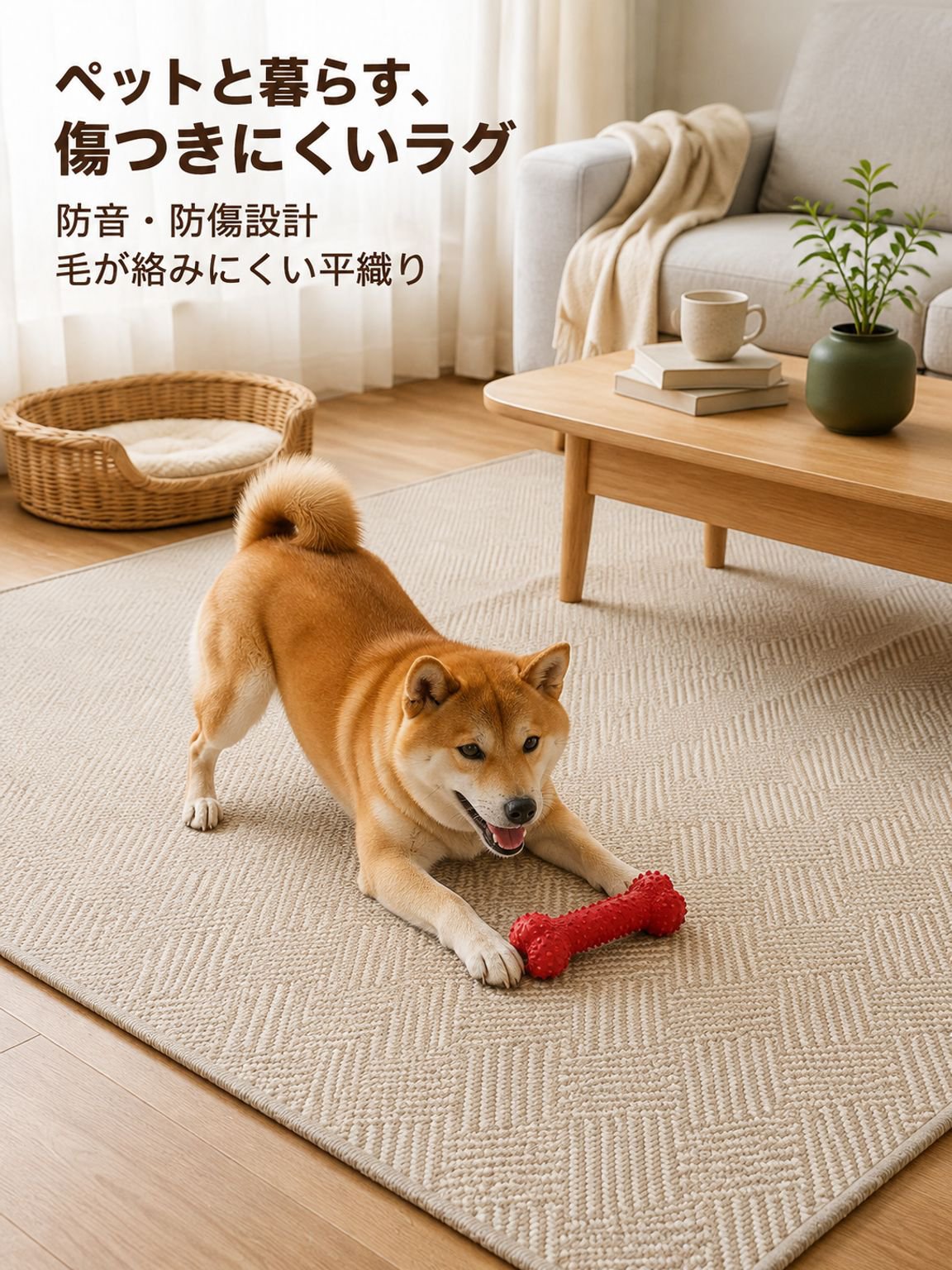高級ヘリンボーン織りラグ