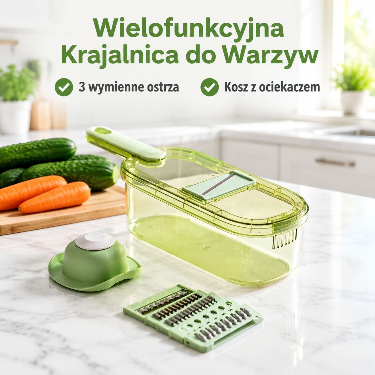Wielofunkcyjna kuchenna krajalnica i szatkownica do warzyw