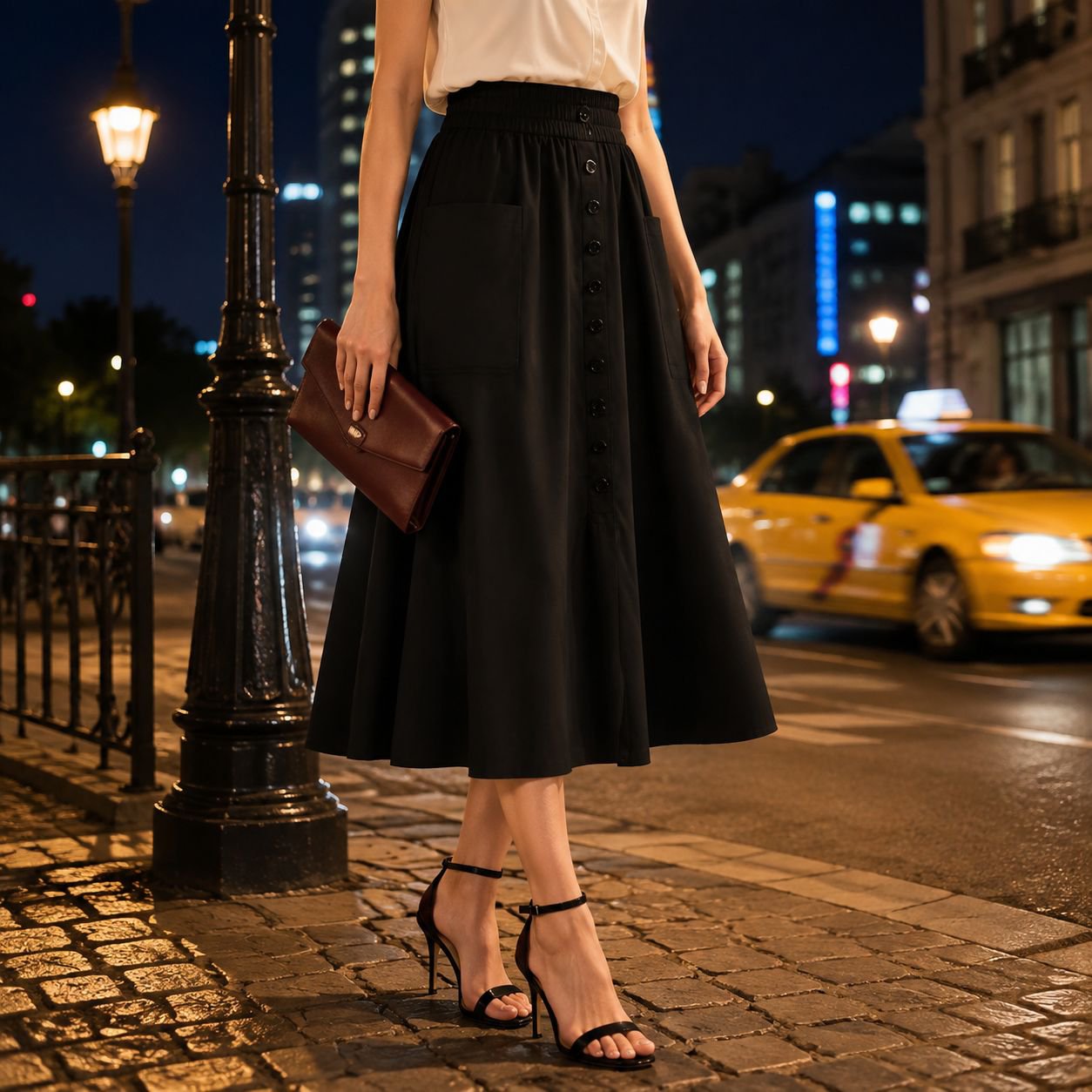 Estilo moderno en falda de seda helada con logo