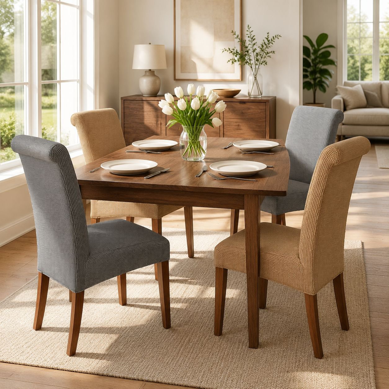 Protective velvet chair cover for dining room