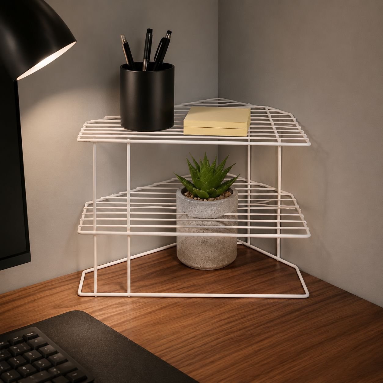 Household Iron Fan-shaped Corner Storage Rack Multifunctional Desktop Organizer