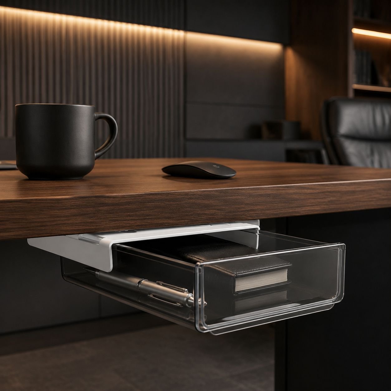 Easy-install under desk storage box for home office