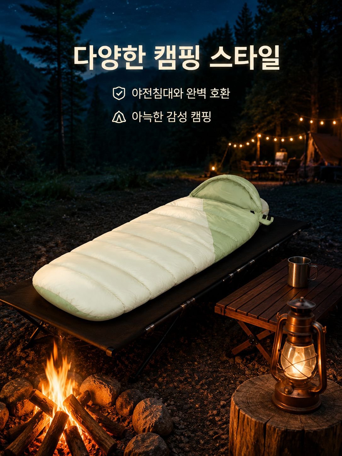 야외 경량 싱글 다운 솜 침낭 텐트 포함