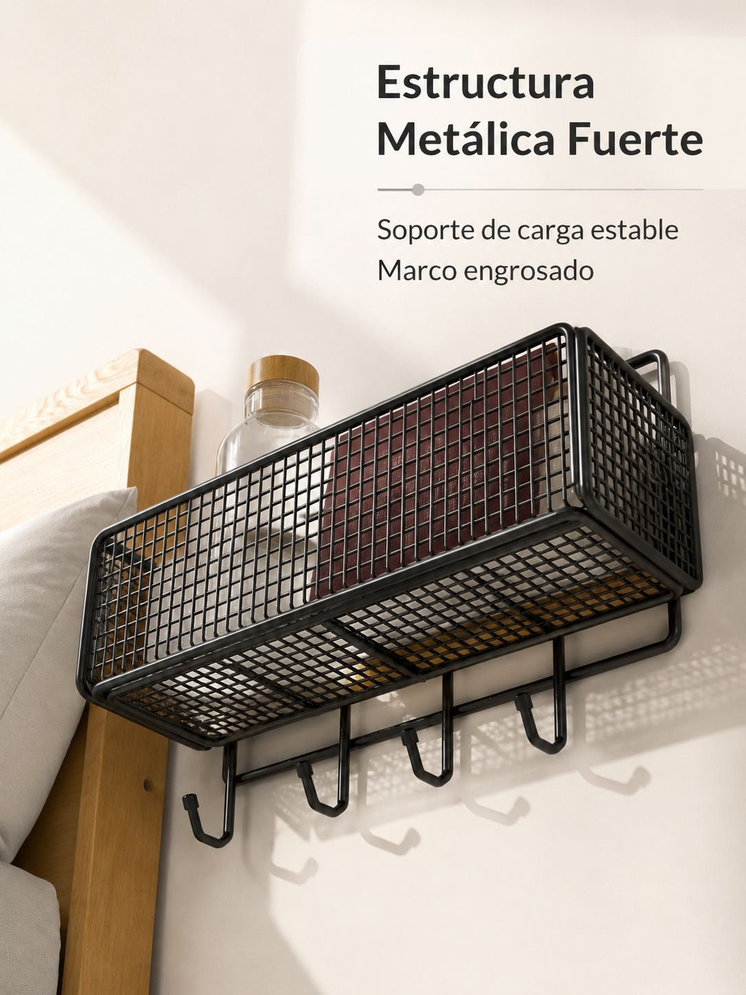 Organizador de cama con compartimentos para móvil y accesorios