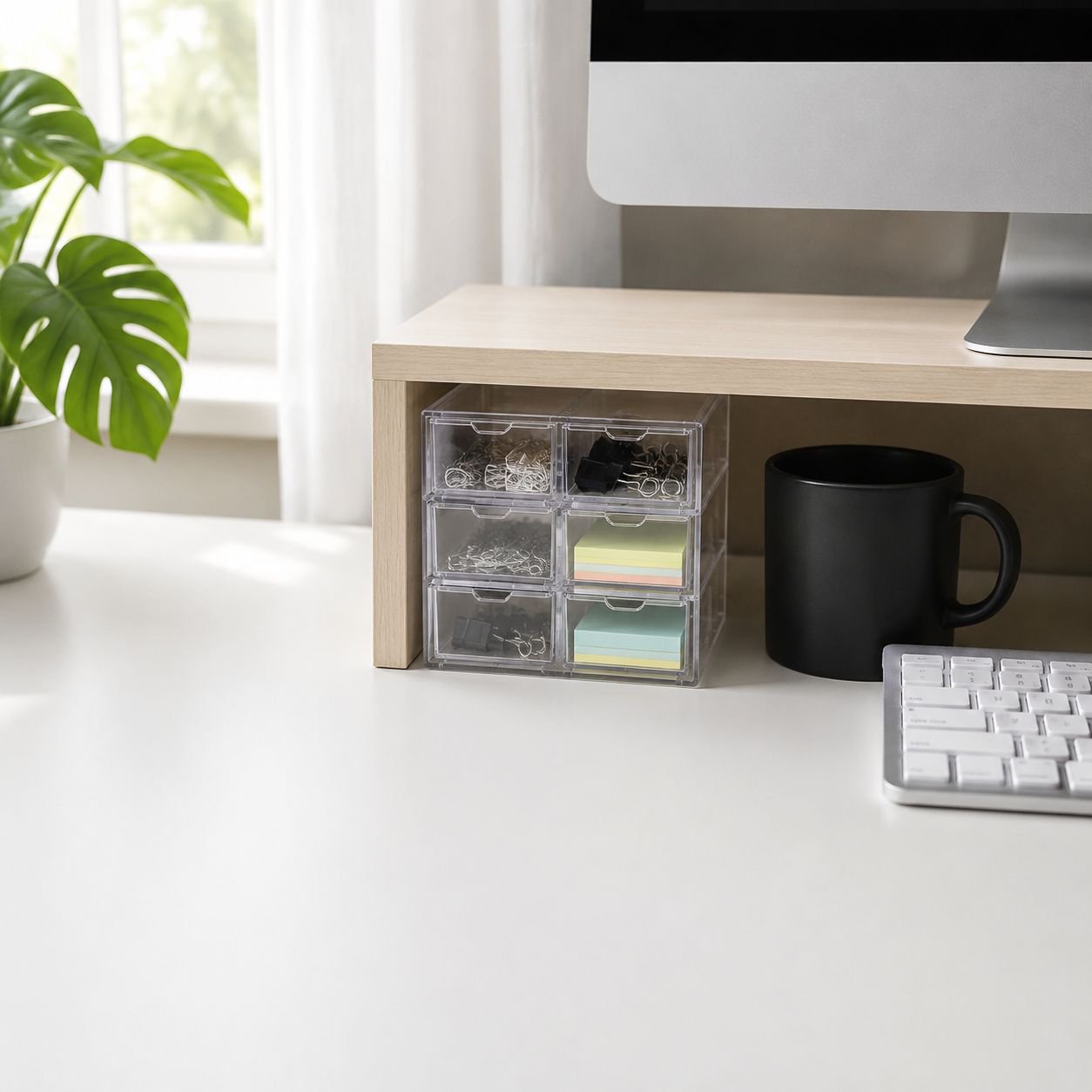 Transparent 9-Grid Organizer Box for Desk Accessories