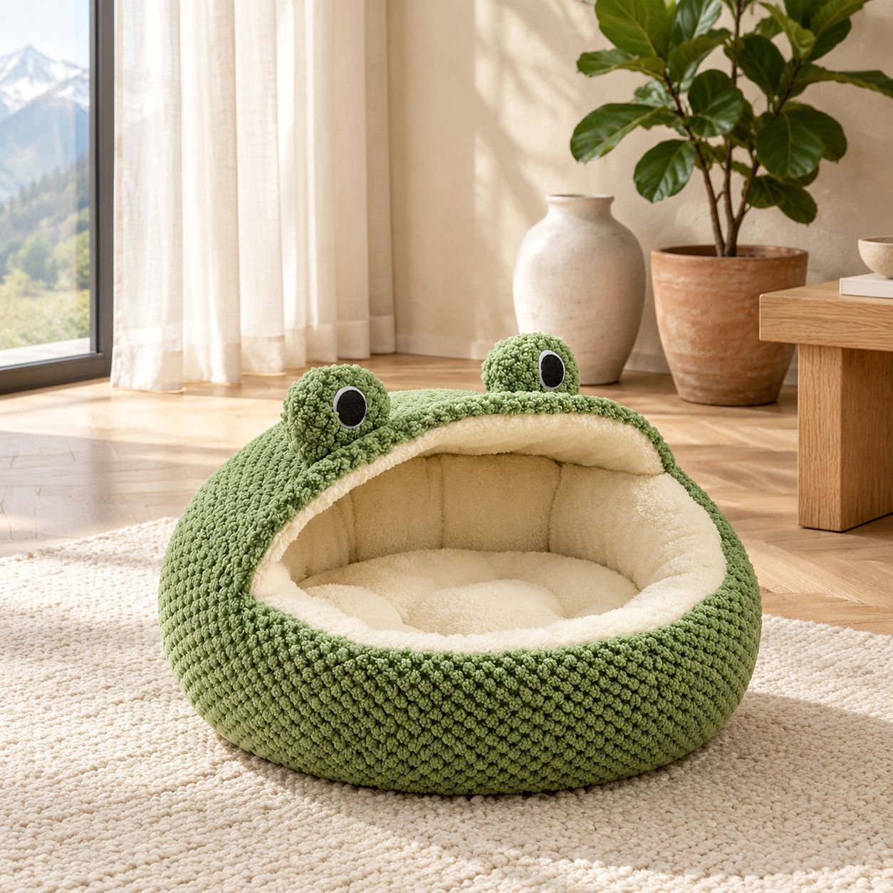 Froschförmiges Katzen- und Hundebett