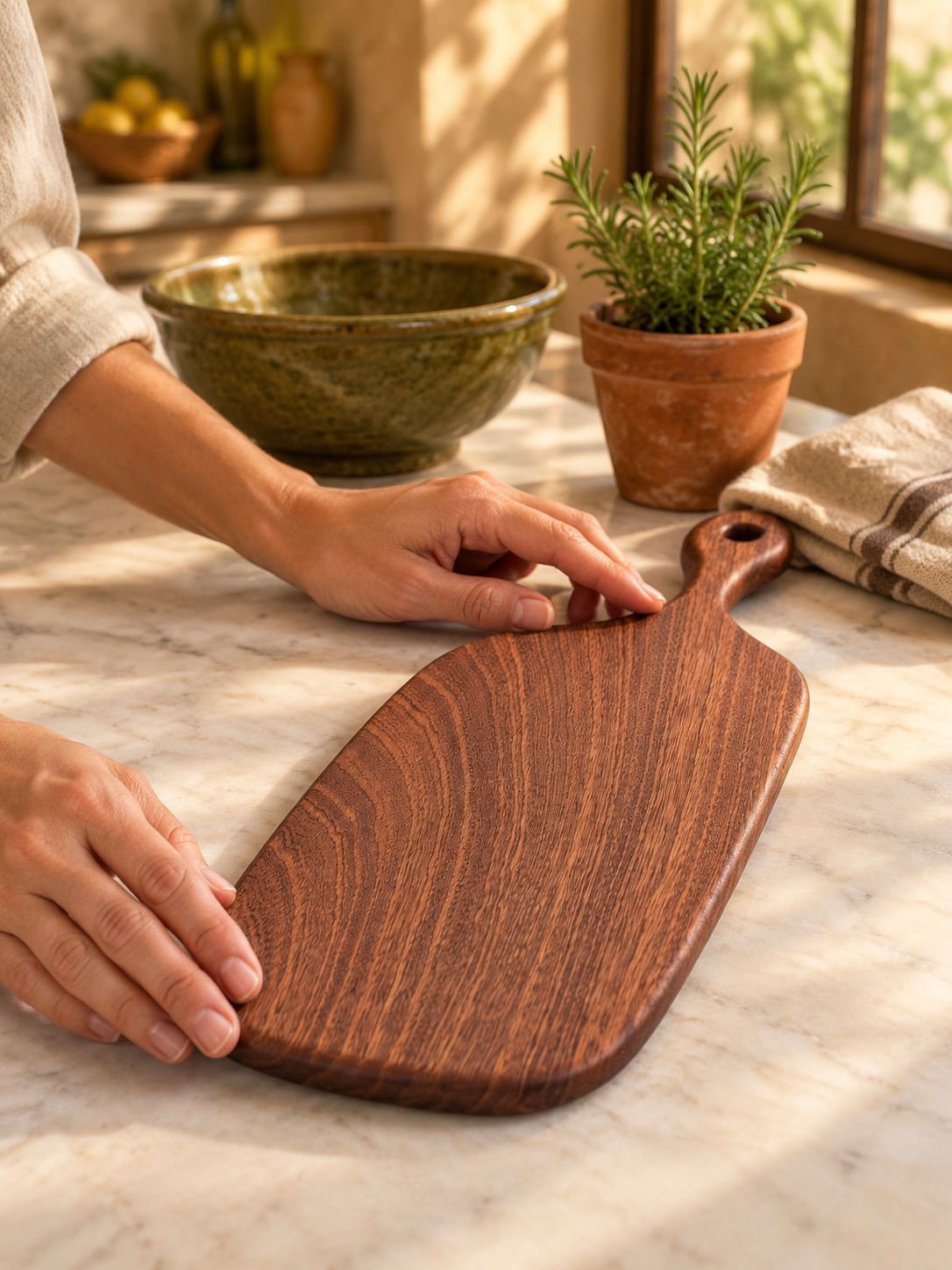 Tabla de madera de ébano para cortar frutas