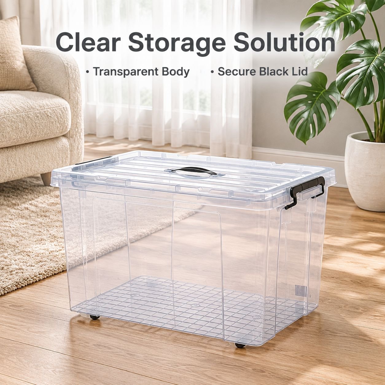 Large Plastic Storage Box with Lid