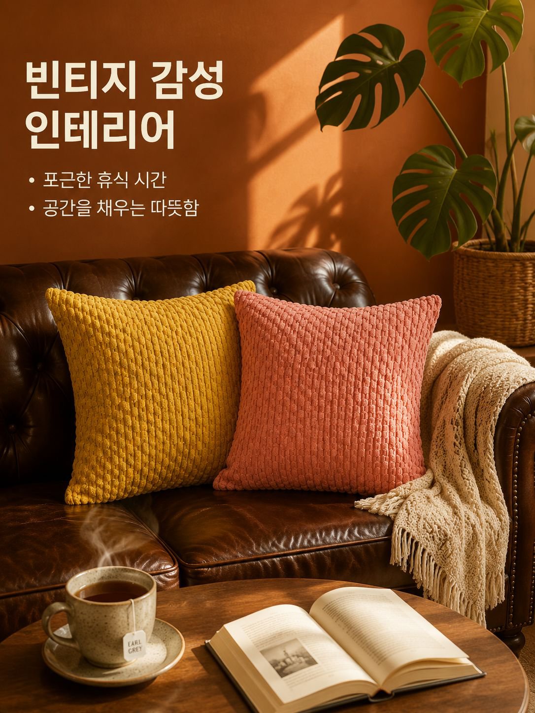 체인 코듀로이 쿠션 베갯잇