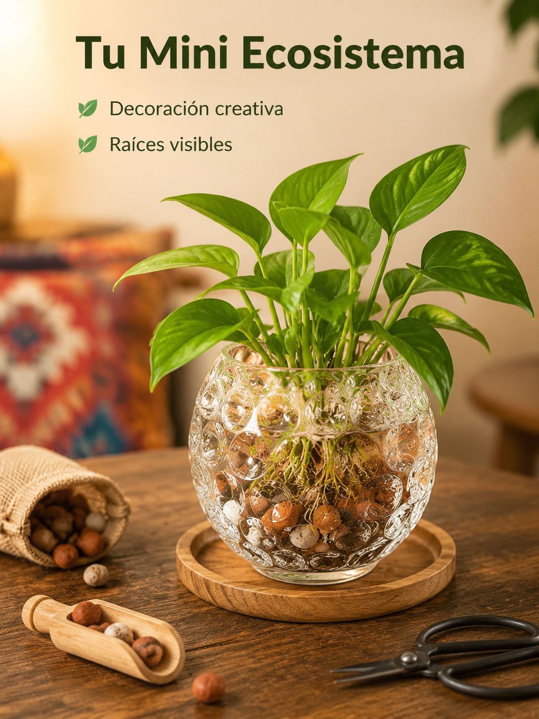 Accesorio decorativo de vidrio para plantas acuáticas