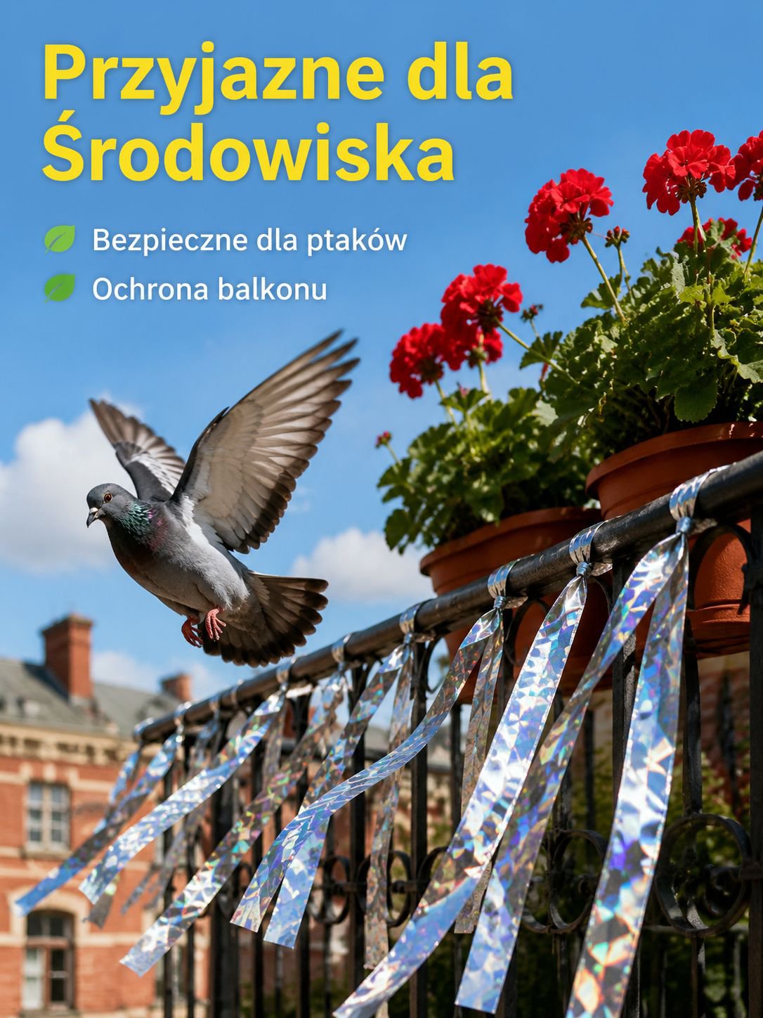 Taśma odblaskowa odstraszająca ptaki do sadu, ogrodu i balkonu