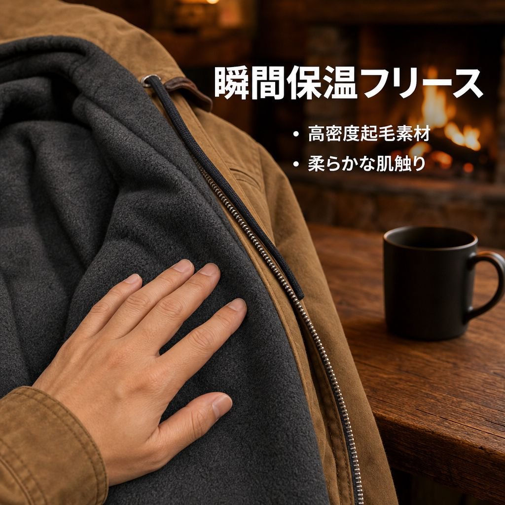 メンズ 無地 フード付き フリース裏地付きジャケット