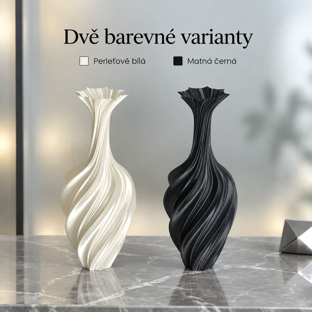 Severská váza s abstraktním uměním, 3D tisk dekorace