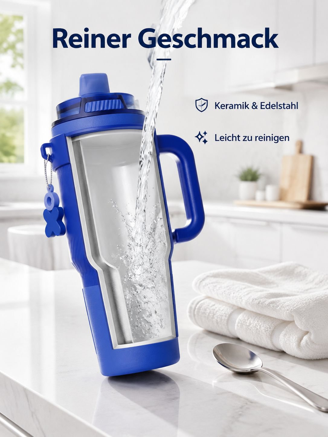 Modischer Edelstahl-Thermobecher mit Strohhalm für Heim und Büro