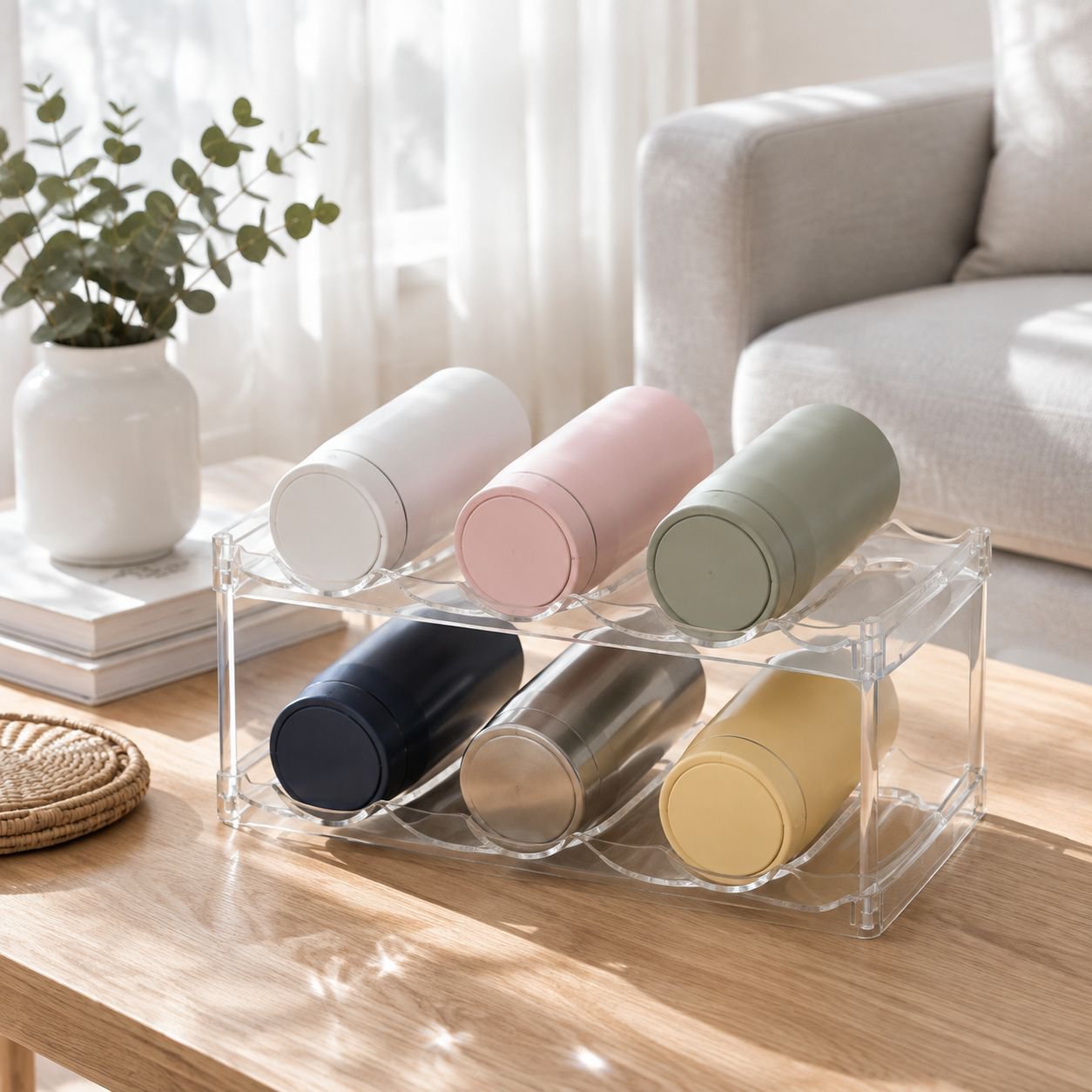Living Room Desktop Multi-layer Transparent Water Cup Organizer Thermos Cup Holder